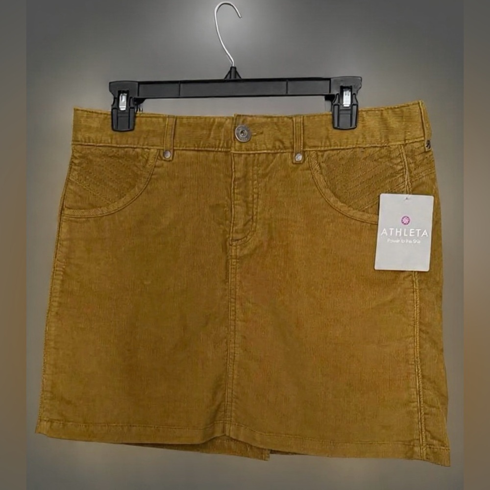 NWT- Athleta Kaleidoscope Old Gold Corduroy Mini Skirt- 8
